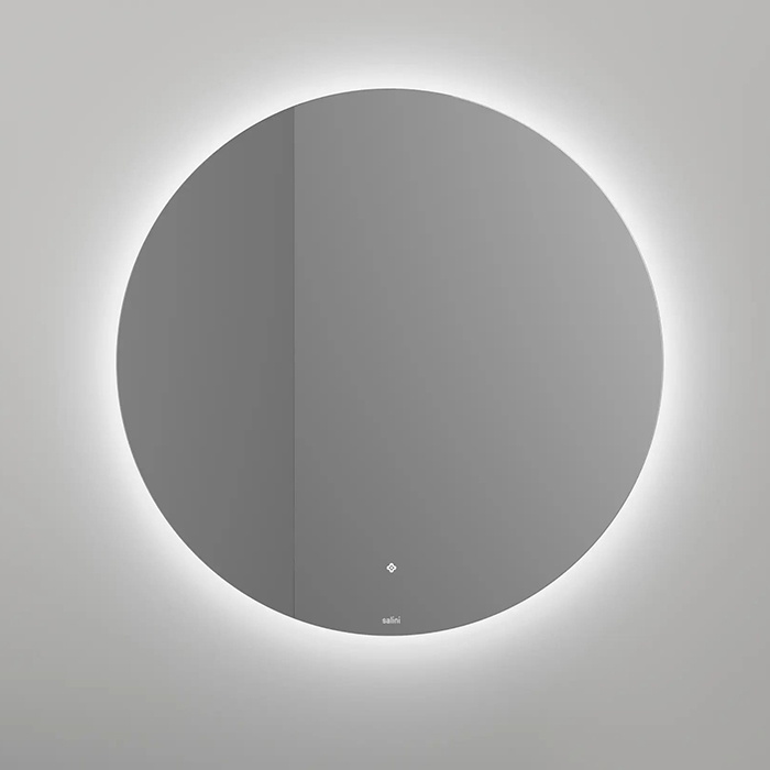 SALINI Зеркало для ванны круглое OMBRA с LED подсветкой D 600 х 25 mm, влагостойкое AGC Сrystalvision, сенс выкл, крепления,обогрев, антизапот