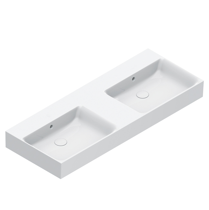 Catalano PREMIUM Раковина 120x47 двойная, без отв. под смеситель, покрытие Cataglaze+, цвет белый глянцевый