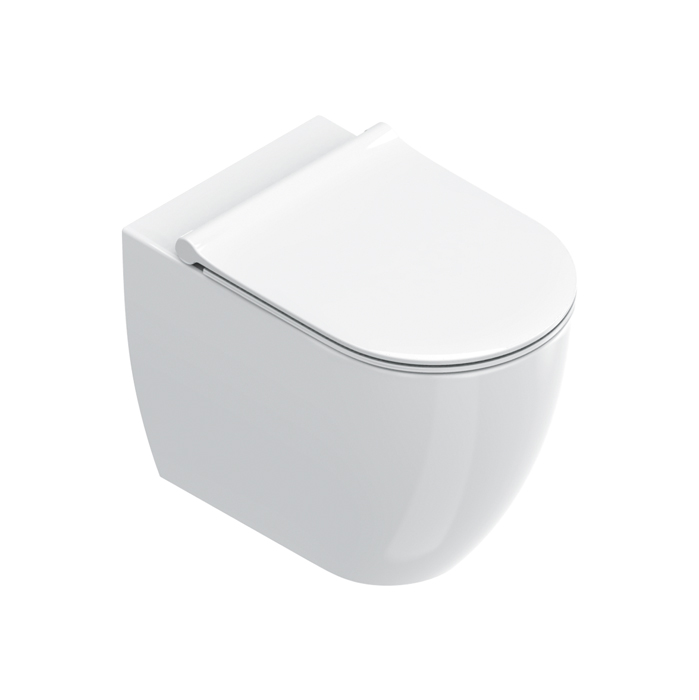 Catalano SFERA Унитаз напольный 55x35, безободковый, универс.слив, смыв Tornado, покрытие Cataglaze+, без крепежа, цвет белый глянцевый