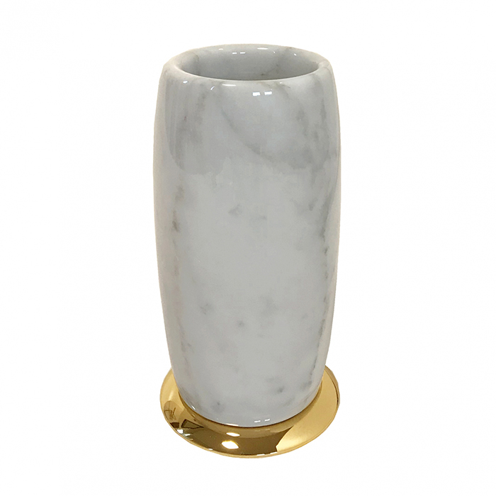 3SC Elegance MARMO Стакан настольный, цвет: мрамор bianco carrara/золото 24к. Lucido