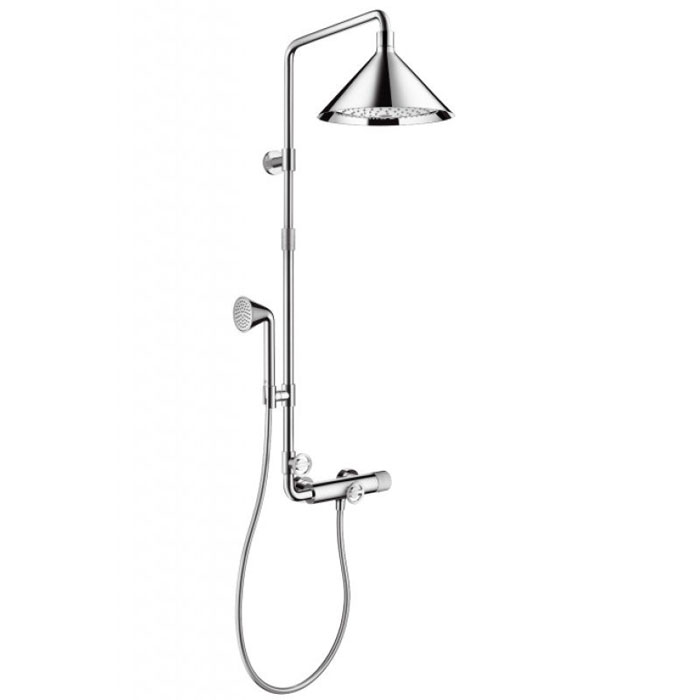 AX Showers/Front Душевая стойка с термостатом, верхним душем Ø279мм, 2jet, шлангом и ручным душем, цвет: хром