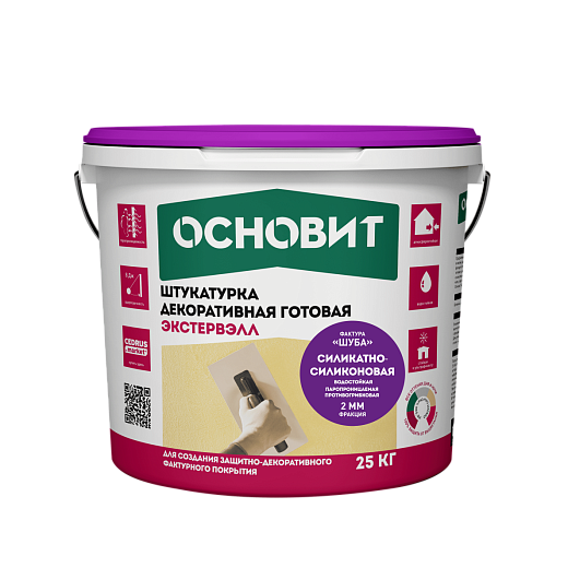 Штукатурка декоративная силикатно-силиконовая шуба супербелая Основит Экстервэлл ОSs