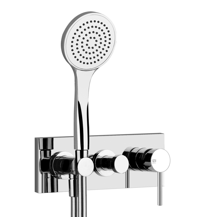 Gessi Emporio Via tortona Внешние части для встр. однорычажного смесителя на 2 позиции с переключателем, подводом воды и держателем лейки, душевойлейк