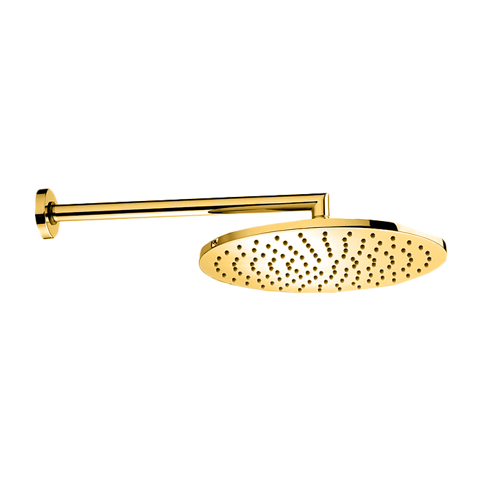 Bossini Верхний душ Cosmo Ø 280 mm с кронштейном 400 mm, цвет: Brushed Gold PVD