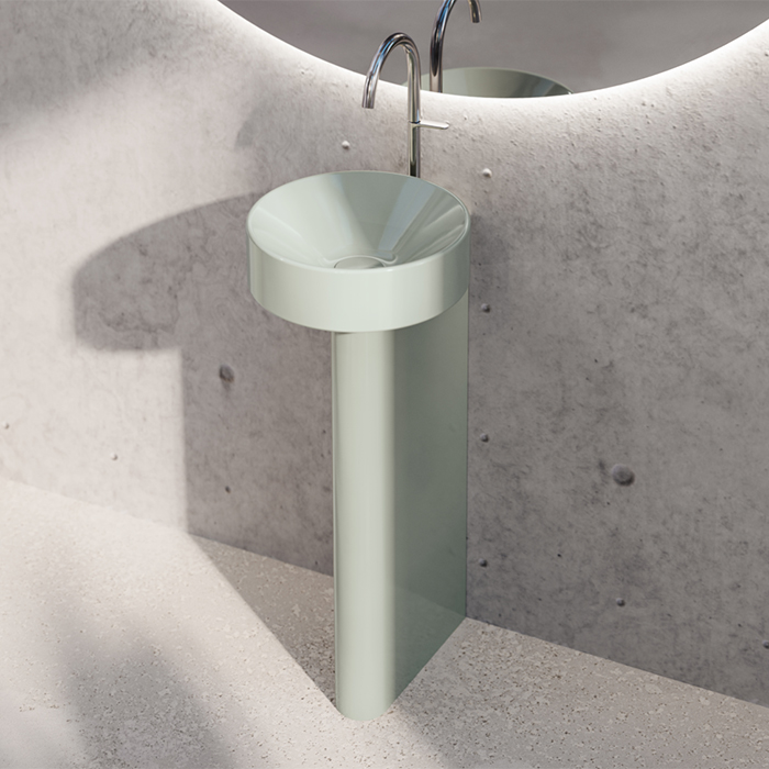 BETTE Suno Pedestal Раковина напольная с отверстием под смеситель, 34х43,7хH86.3см, цвет Salvia, BetteGlasur® Plus