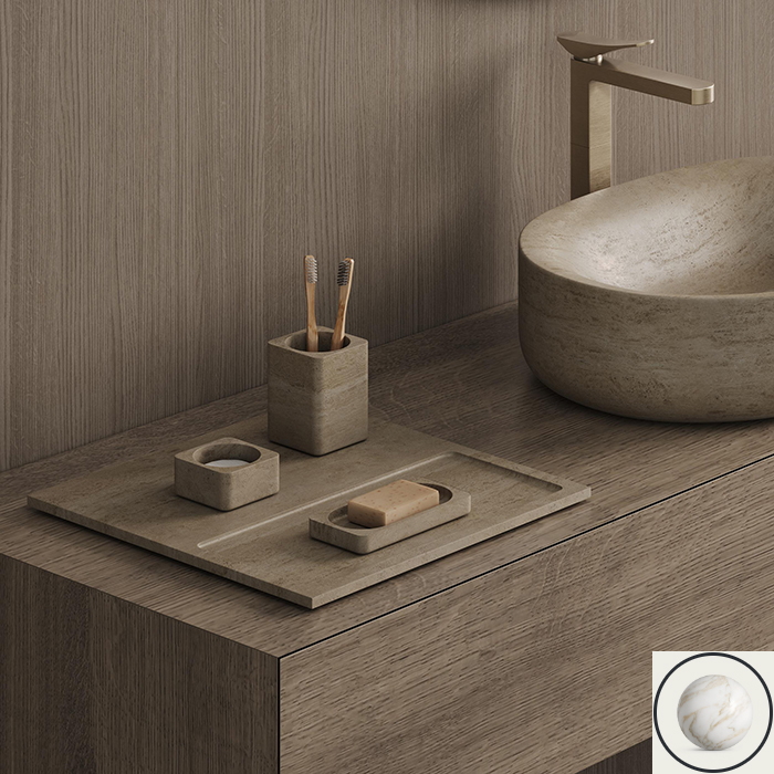 DEA DESIGN Контейнер настольный 80х80хh40 мм, цвет Calacatta Vagli