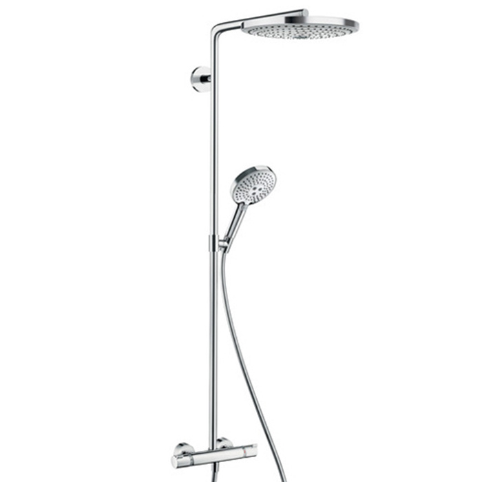 HG Raindance Select S Душевая система Showerpipe: верх.душ 300 2jet, ручн.душ, шланг, термостат, цвет: хром