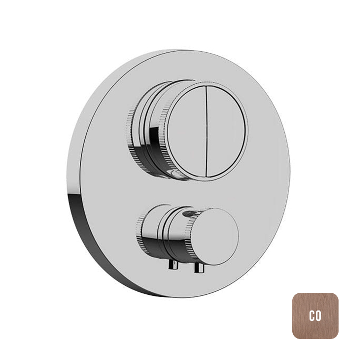 Almar PUSH ROUND CORE Внешняя часть термостата на 2 потребителя, Copper Brushed PVD