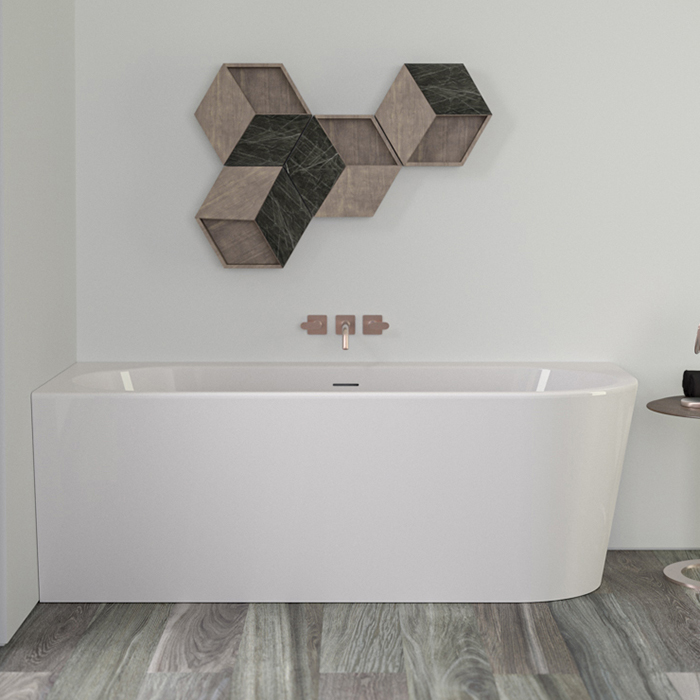 KNIEF Wall Corner R Ванна в левый угол 165x75*58xсм, с щелевым переливом, без сл-пер, цвет белый( продавать со сливом 0100-091-06)