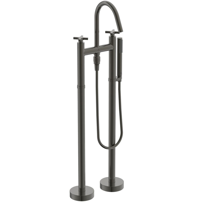 Ideal Standard Joy Neo Смеситель для ванны, напольный, с душевым набором, шлангом IDEALFLEX® 125см, цвет: PVD Magnetic Grey