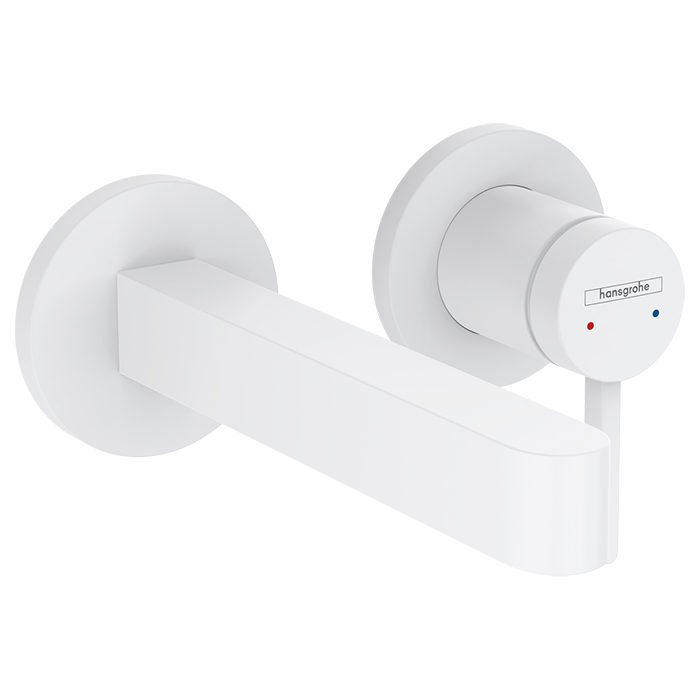 HANSGROHE FINORIS Смеситель для раковины настенный, однорычажный, излив 168 мм., внешняя часть, цвет белый матовый