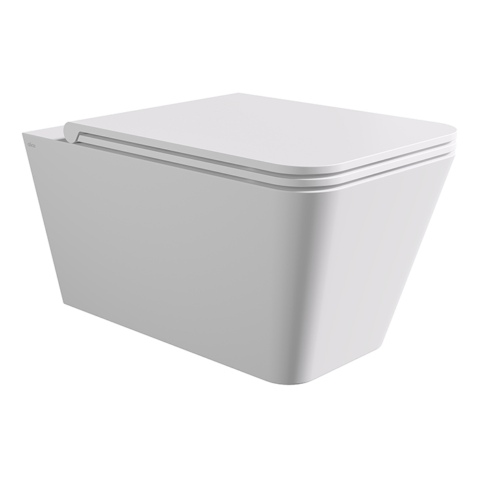 Alice Hide Унитаз Square 55х35, подвесной, безободковый, без сиденья и крышки, белый матовый