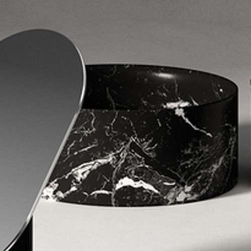 Agape Constellation Контейнер с крышкой 25х10см, настольный, мрамор Marquina, цвет: черный
