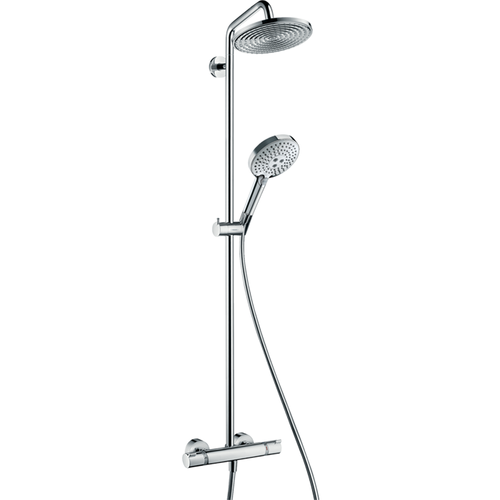 HG Raindance S Душевая система Showerpipe: верх.душ 240 1jet, ручн.душ, шланг, термостат, цвет: хром