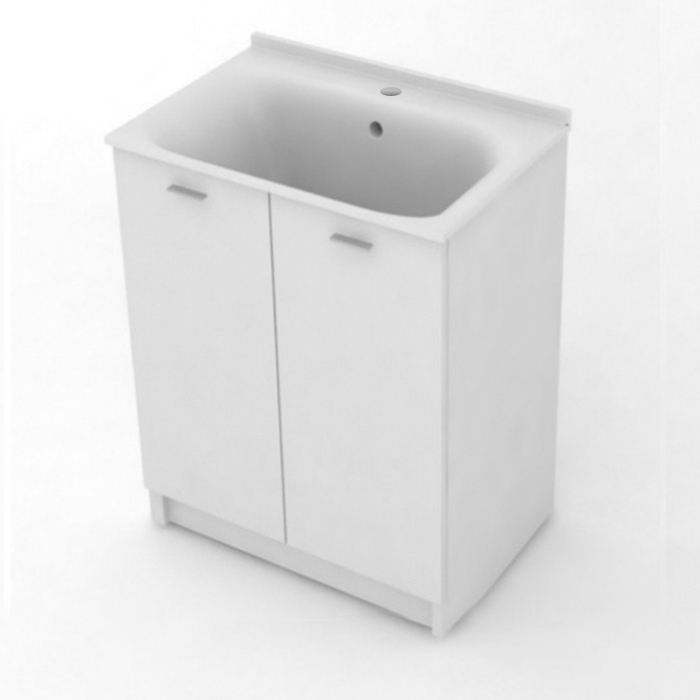 KERASAN Aquadom Комплект для постирочной 75х50см: база + раковина 029301 c 1 отв. под смеситель +выпуск с сифоном , цвет белый матовый