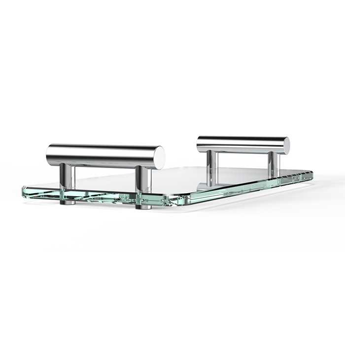 Decor Walther Bar Tab Поднос с ручками, стеклянный, цвет: хром / прозрачное стекло