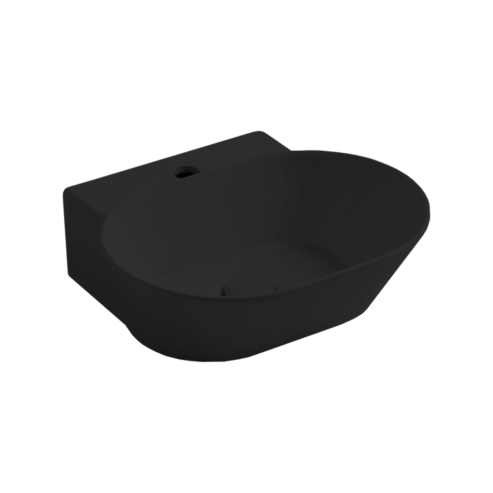 SIMAS WAVE Раковина накладная/подвесная овальная 480х430х165 мм., с 1 отверстием для смесителя, цвет черный матовый
