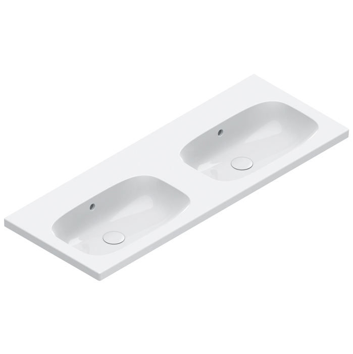 Catalano ALVEA Раковина 120x46 двойная, без отв. под смеситель, покрытие Cataglaze+, цвет белый глянцевый