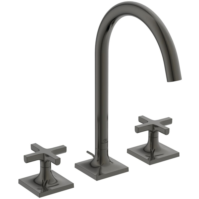 Ideal Standard Joy Neo Смеситель для раковины, на 3 отв, с донным клапаном, цвет: PVD Magnetic Grey