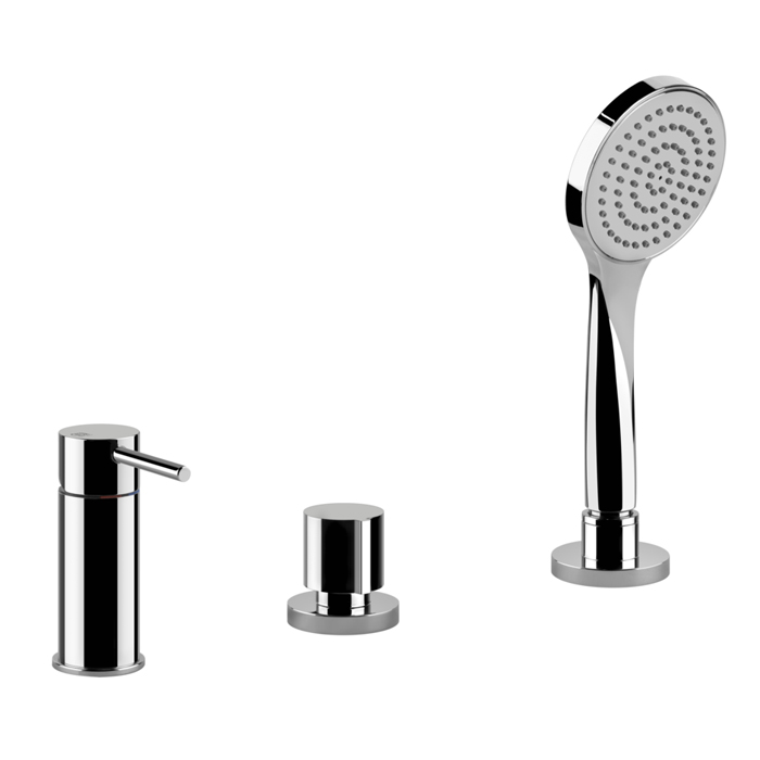 Gessi Emporio Via tortona Смеситель для ванны на 3 отверстия наполнение через слив-перелив, лейка, цвет: Chrome