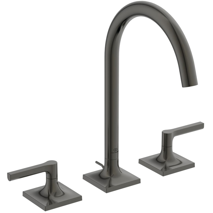 Ideal Standard Joy Neo Смеситель для раковины, на 3 отв, с донным клапаном, цвет: PVD Magnetic Grey