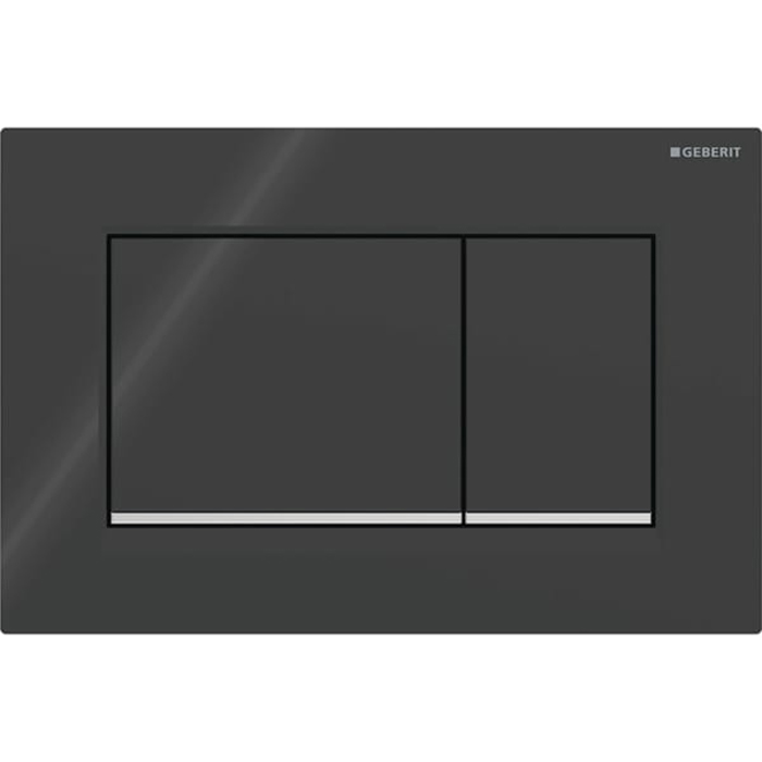 Geberit Sigma20 Клавиша для двойного смыва, квадратная: черные, декор. полоски: глянцевый хром (бывшая Sigma30, замена 115.777.DW.1)