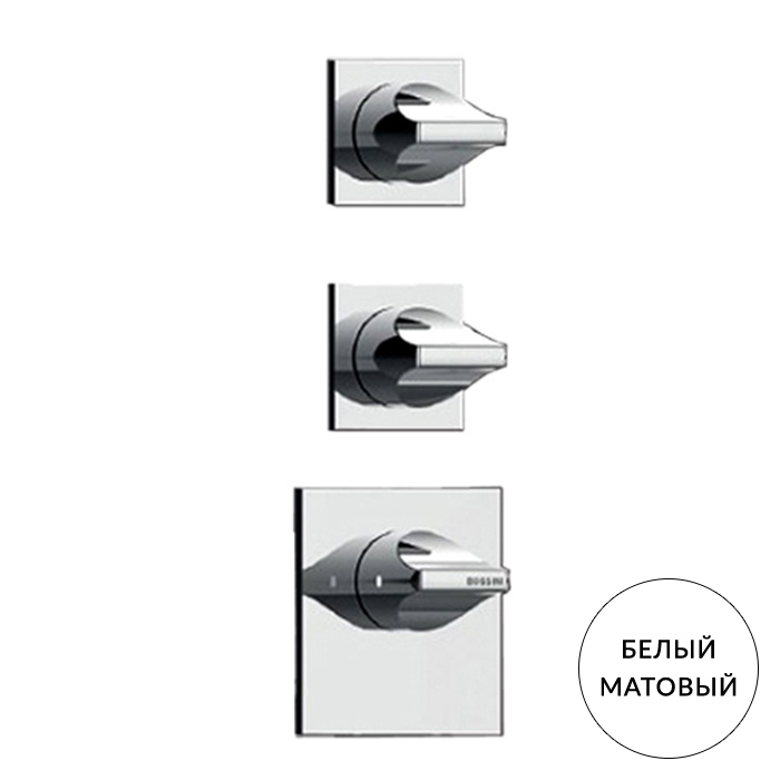 BOSSINI APICE Смеситель для душа встраиваемый, термостатический, 2 запорных вентиля, внешняя часть, цвет белый матовый