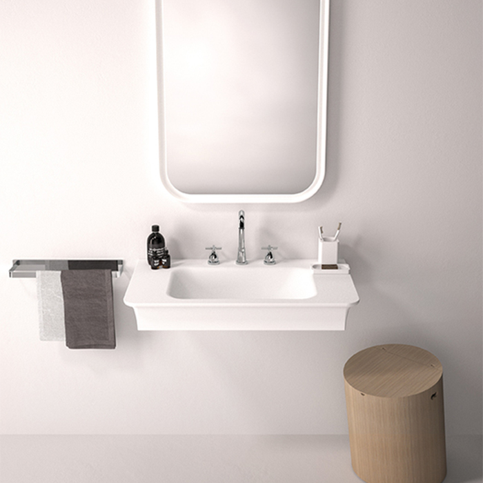 Agape Novecento XL Раковина подвесная 90x55x13 см, 3 отв., цвет: матовый белый