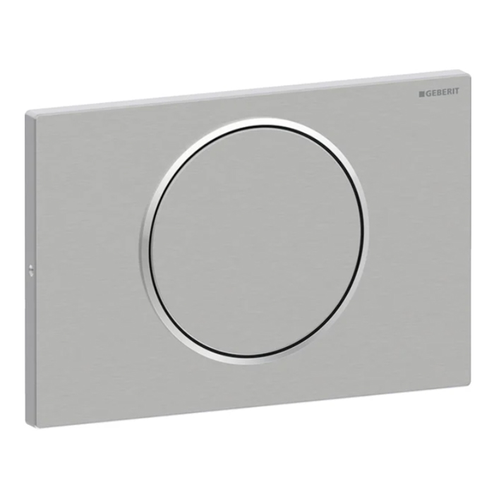 Geberit Sigma10 Клавиша смыв/стоп, с креп. на винтах, круглая: матовая нерж. сталь, легкоочищ. покр., декор. кольцо: полиров. нерж. сталь
