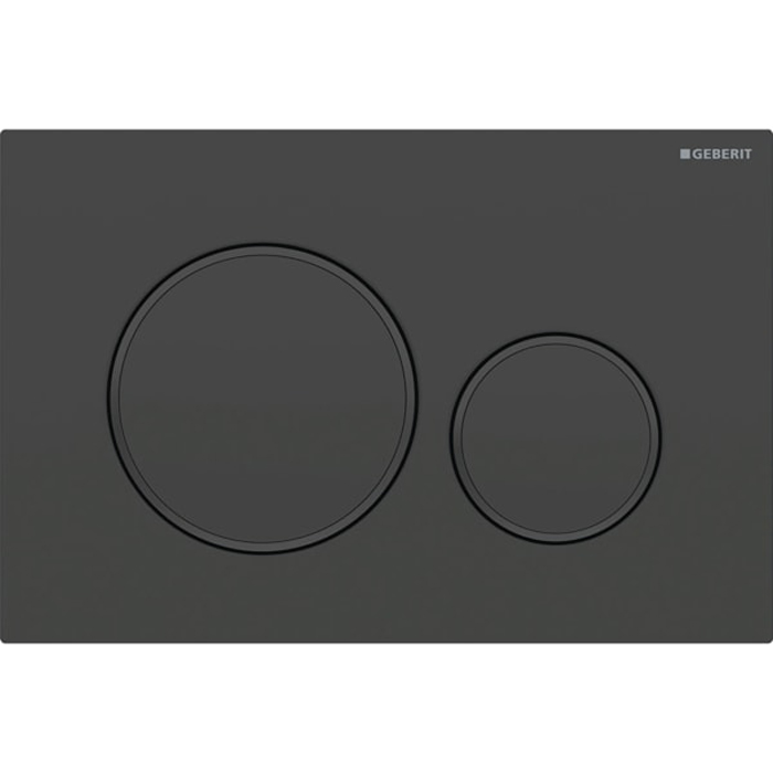 Geberit Sigma20 Клавиша для двойного смыва, круглая: черный матовый лак, легкоочищ. покр., декор. кольца: черный