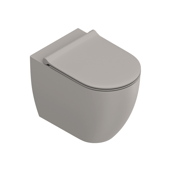 Catalano SFERA Унитаз напольный 55x35, безободковый, универс.слив, смыв Tornado, покрытие Twinglaze+, без крепежа, цвет Tortora Satinato