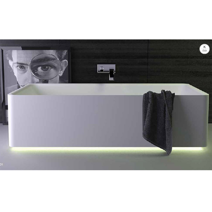 KNIEF Shine Ванна отдельностоящая 180х80х50см со сливом, с LED подсветкой , цвет белый матовый (СПЕЦЦЕНА из прихода на 1шт!)