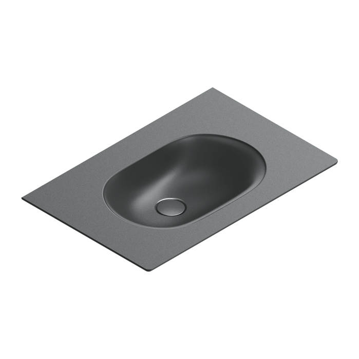 Catalano SFERA Раковина консоль 75x50, без отв. под смеситель, покрытие Cataglaze+, цвет черный матовый