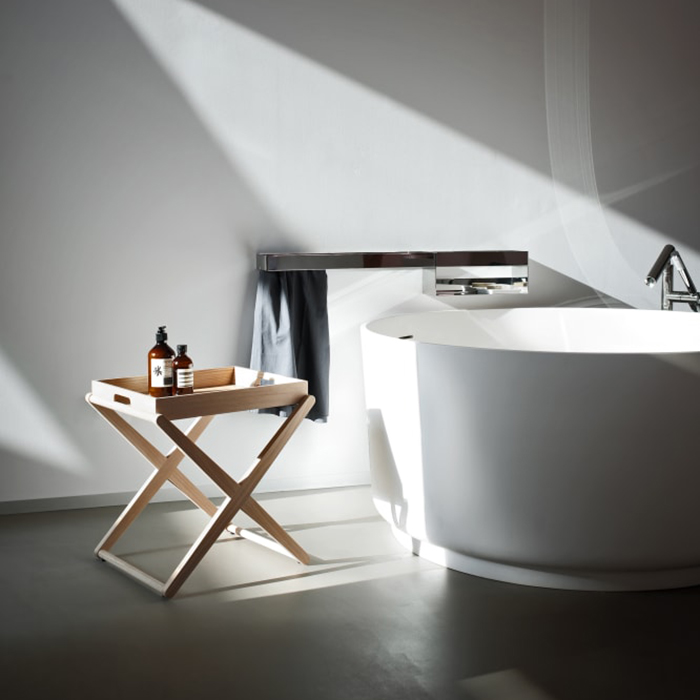AGAPE "X" Столик 473х400х493 мм., низкий, с съемным подносом, отделка Rovere naturale(Natural oak)