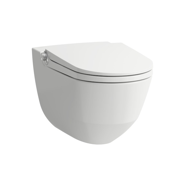 Laufen Cleanet Riva Унитаз-биде подвесн 600х395х405мм, безободк с пультом д/у, с сиденьем, c покрытием LCC , цвет белый глянец/хром