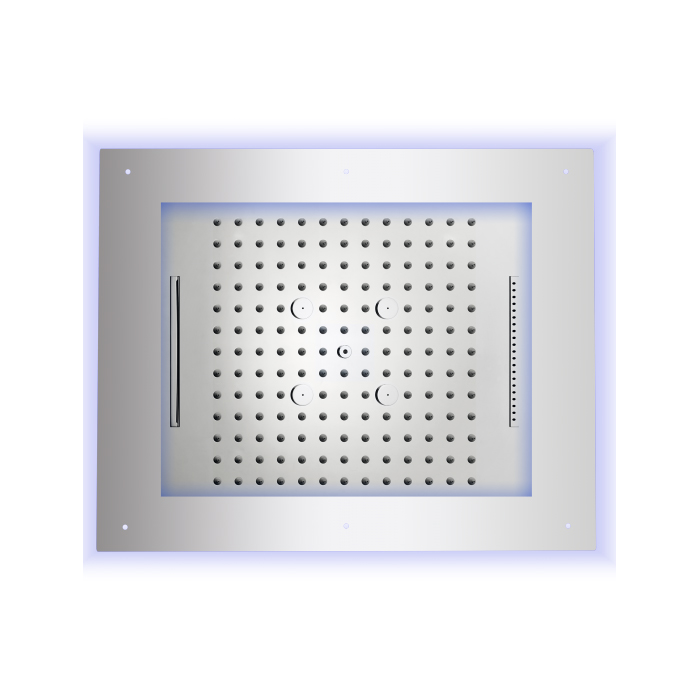 BOSSINI FRAME Верхний душ 600х500 мм., встраиваемый в потолок, 4 режима, хромотерапия, цвет хром