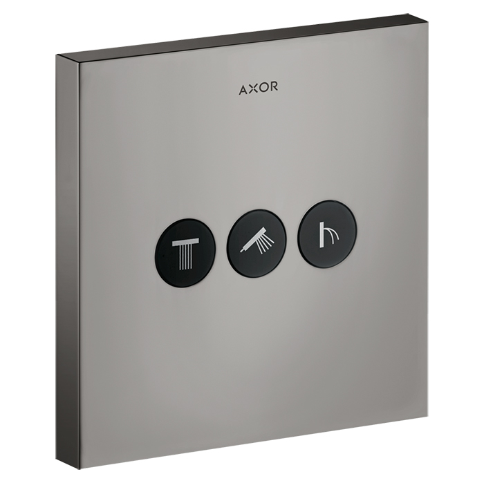 AX ShowerSelect Встраиваемый модуль с 3 запорными клапанами (внешняя часть), цвет: полированный черный хром