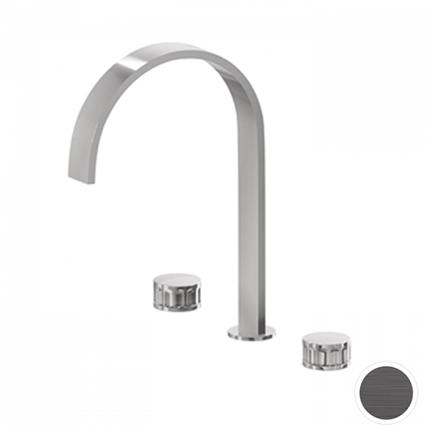 Newform Ionika Смеситель для раковины на 3 отв, излив 235 мм , цвет: PVD brushed stainless steel