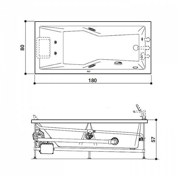 Jacuzzi Energy/Myway 180x80 Фронтальная панель, 180см, цвет: белый полированный (акрил)