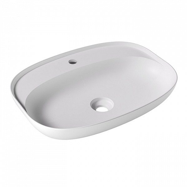 Alice Form Раковина Oval 60x45хВ12 Plan, накладная, с отверстием под смеситель, белый матовый