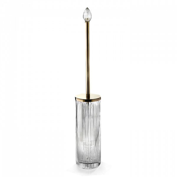 3SC Elegance Туалетный ёршик, напольный, цвет: прозрачный хрусталь/satin brass