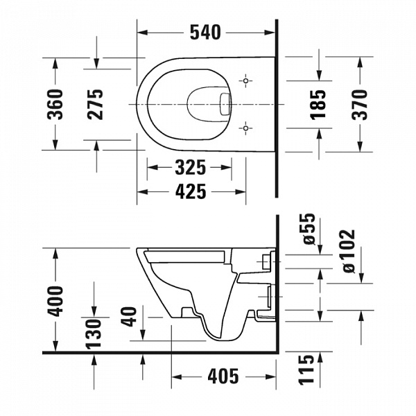 Duravit D-Neo Унитаз подвесной 370х540 мм безободковый, цвет: белый (Спец.цена из наличия)