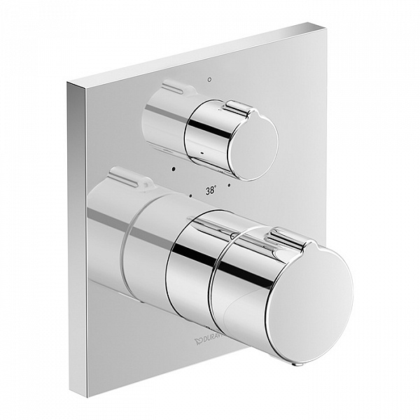 Duravit C.1 Смеситель термостатический для душа скрытого монтажа (наружная часть квадрат) с запорным клапаном, цвет: хром