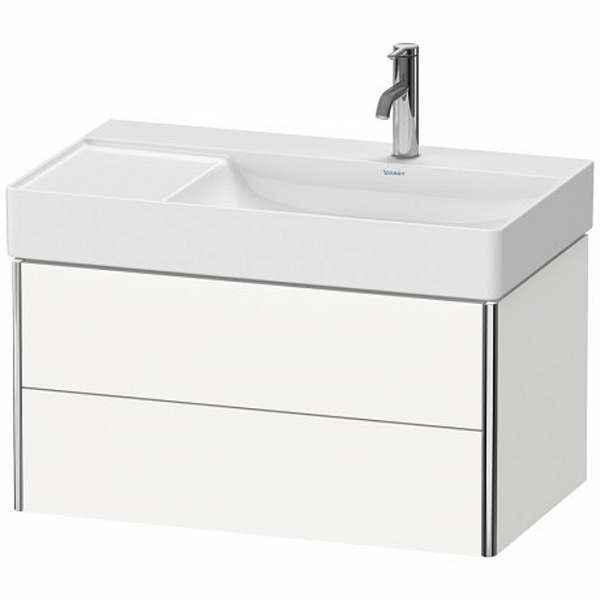 Duravit XSquare Тумба подвесная под раковину # 234980 (раковина справа), 2 ящика, 397x784x460мм, цвет White High Gloss