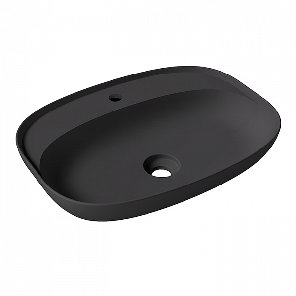 Alice Form Раковина Oval 60x45хВ12 Plan, накладная, с отверстием под смеситель, чёрный матовый
